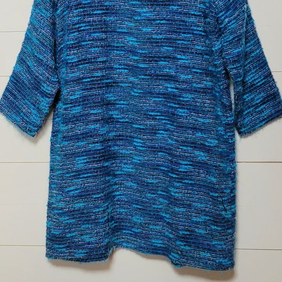 Chico’s Blue Turquoise Knit Open Front Long Cardigan Duster, Chico's Size 2 - Picture 8 of 11